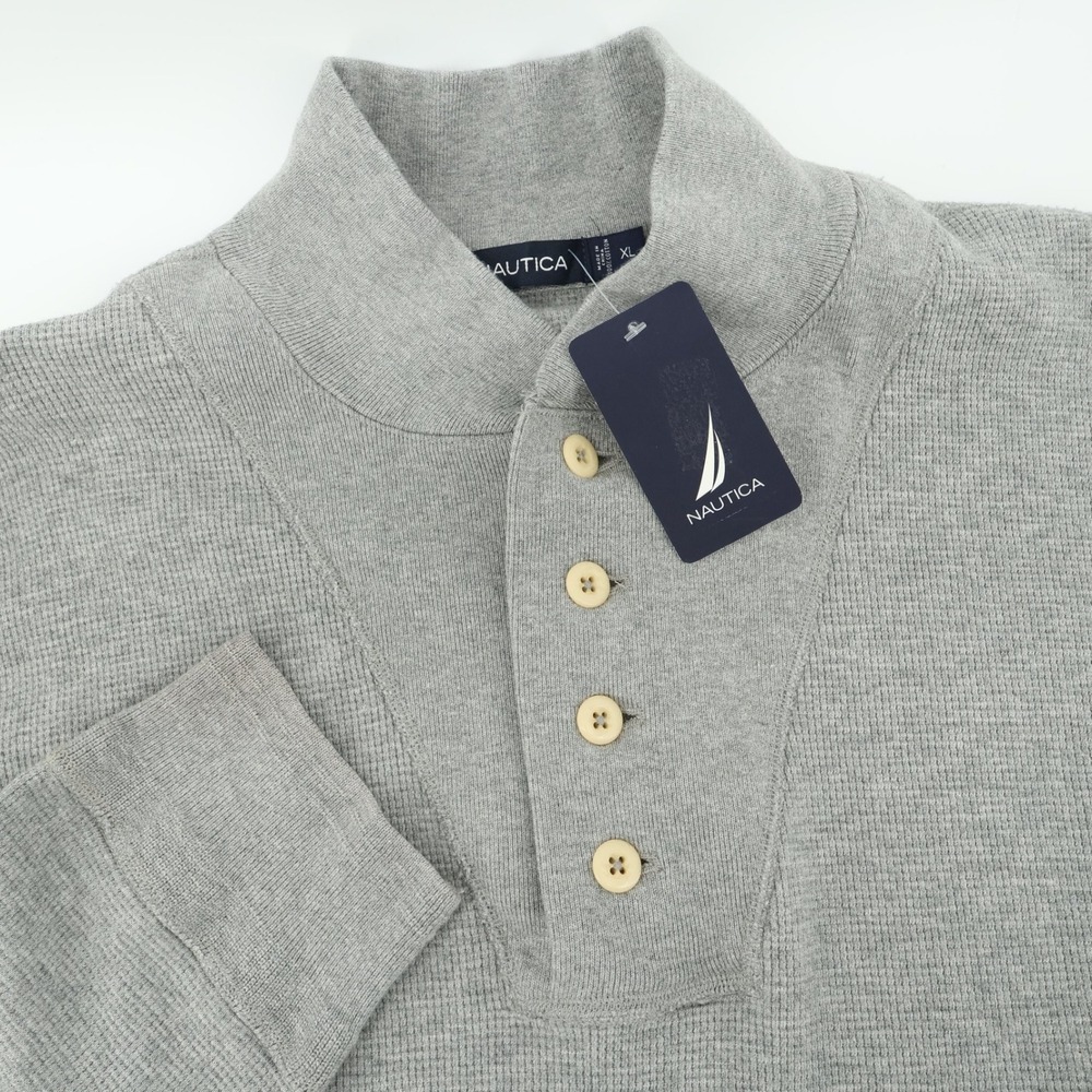 Nautica Waffle Knit Mock Neck Long Sleeve Shirt Sweater Mens XL NEW MSRP $79.50